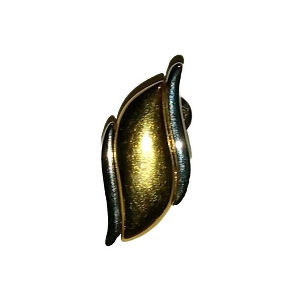 MONET Signed Vintage 70s Clip On Earrings Flame Wing Classic Gold  Silver Tone - Picture 8 of 13